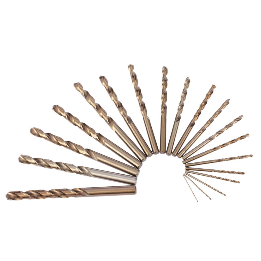 19pcs set Professional Twist Drill Bit Set Round Shank Cobalt Drill Bit Woodworking Wood Metal Drilling power Tools herramientas