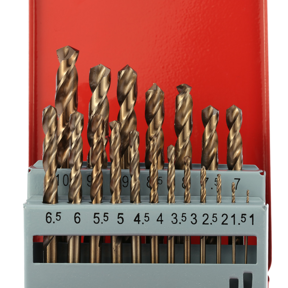 19pcs set Professional Twist Drill Bit Set Round Shank Cobalt Drill Bit Woodworking Wood Metal Drilling power Tools herramientas