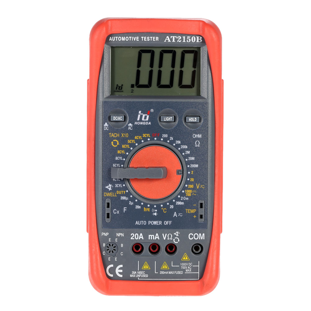 HD AT2150B Digital Multimeter Automotive Meter Tester Tachometer Cap. Temp. Tester Sensor w LCD Backlight