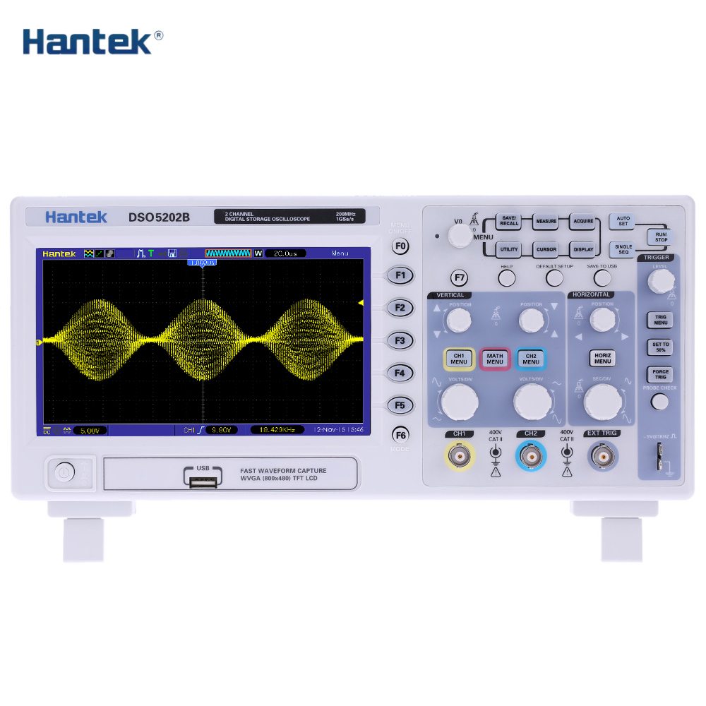 Hantek DSO5202B Professional Digital Storage Oscilloscope 2CH 200MHz 1Gsa s 1M USB osciloscopio Color TFTDisplay diagnostic tool
