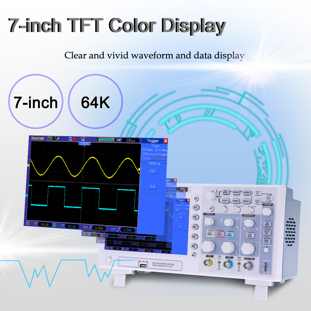Hantek DSO5202B Professional Digital Storage Oscilloscope 2CH 200MHz 1Gsa s 1M USB osciloscopio Color TFTDisplay diagnostic tool
