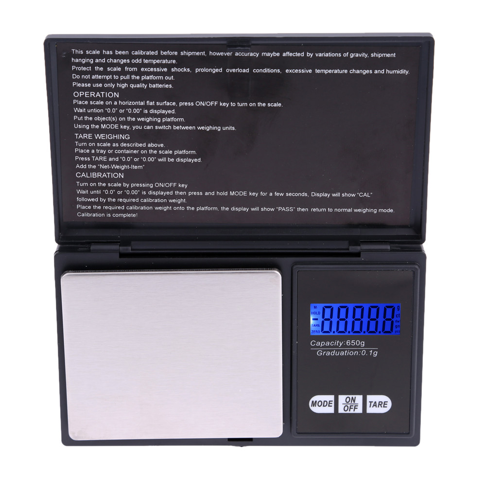 Accurate Mini Electronic Scale Digital Pocket Scale Jewelry Weighing Balance Portable 650g 0.1g Blue LCD g gn oz ozt ct t dwt