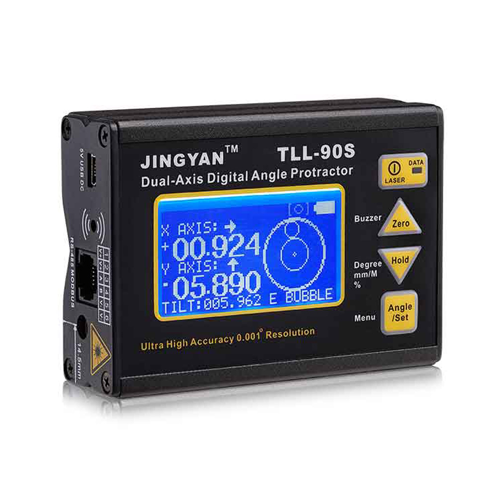 TLL 90S High Precision laser level LCD Display Angle Meter 0.005 Professional Dual axis Digital Angle Protractor Inclinometer
