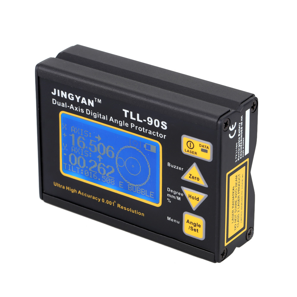 TLL 90S High Precision laser level LCD Display Angle Meter 0.005 Professional Dual axis Digital Angle Protractor Inclinometer