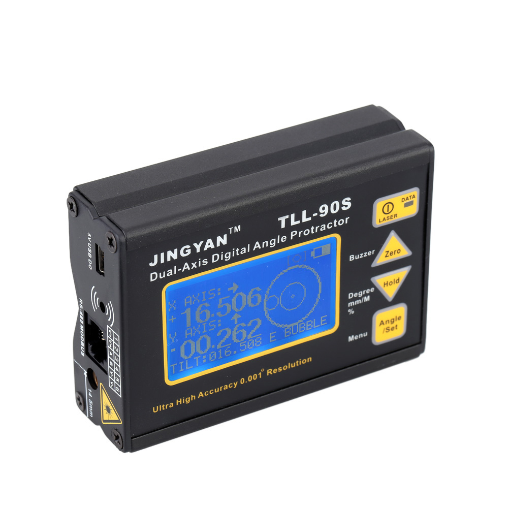TLL 90S High Precision laser level LCD Display Angle Meter 0.005 Professional Dual axis Digital Angle Protractor Inclinometer