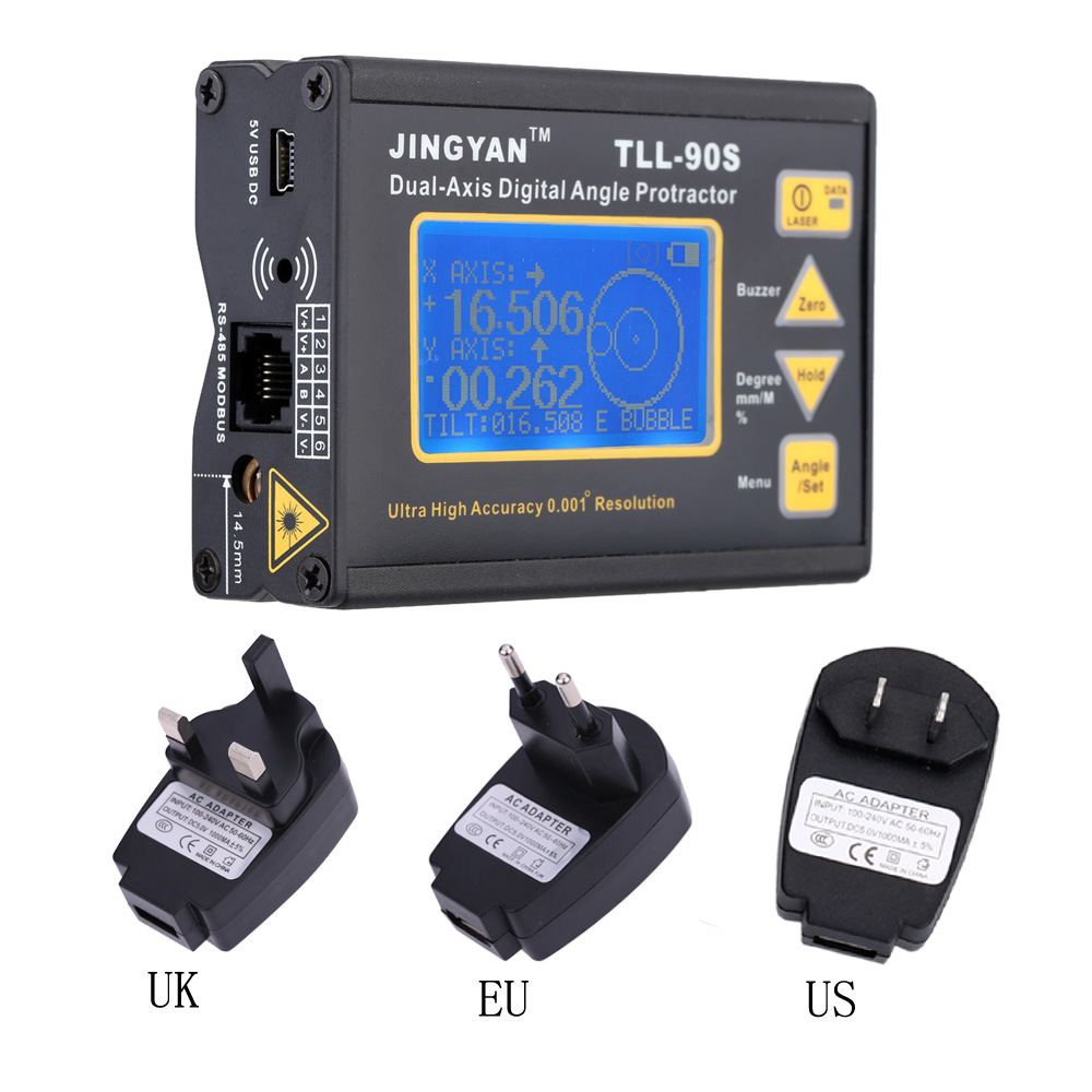 TLL 90S High Precision laser level LCD Display Angle Meter 0.005 Professional Dual axis Digital Angle Protractor Inclinometer
