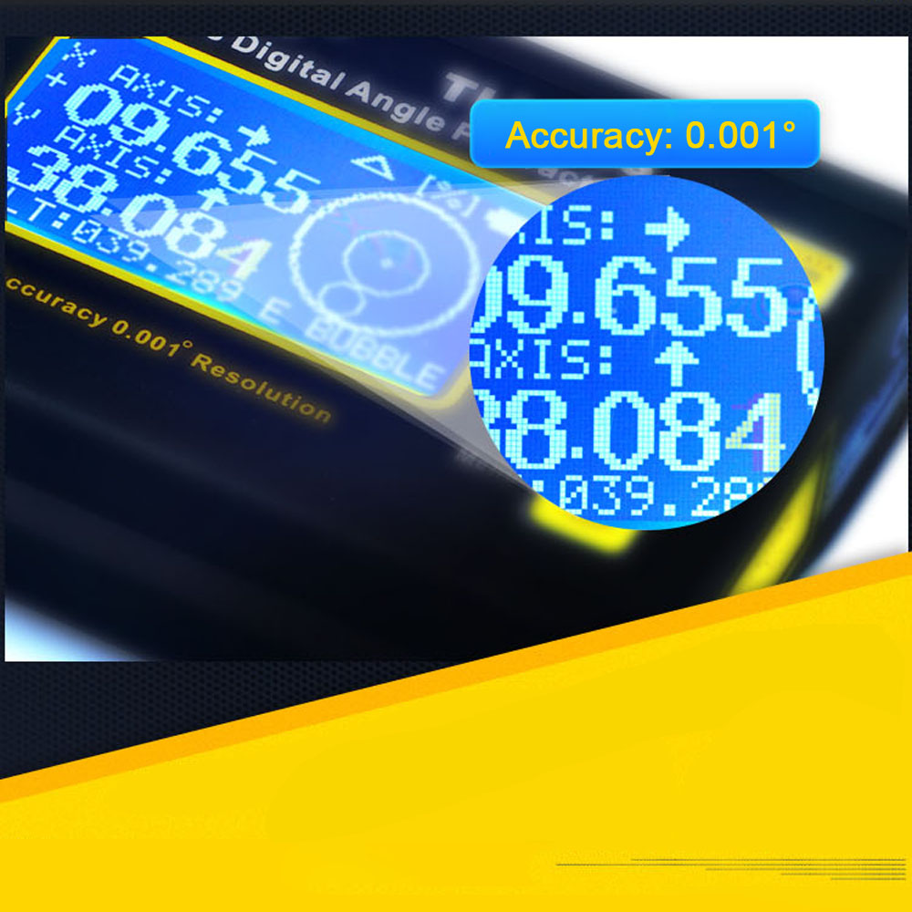 TLL 90S High Precision laser level LCD Display Angle Meter 0.005 Professional Dual axis Digital Angle Protractor Inclinometer
