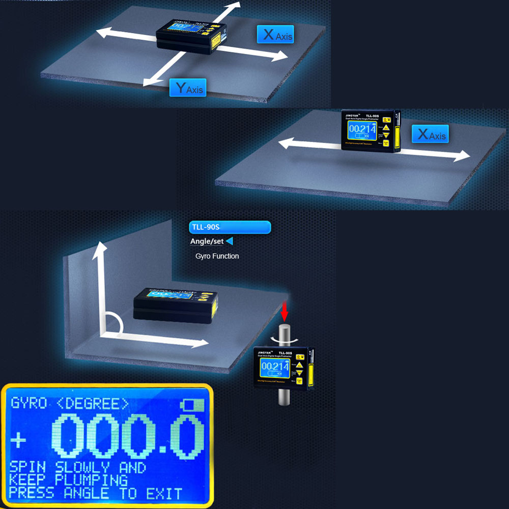TLL 90S High Precision laser level LCD Display Angle Meter 0.005 Professional Dual axis Digital Angle Protractor Inclinometer