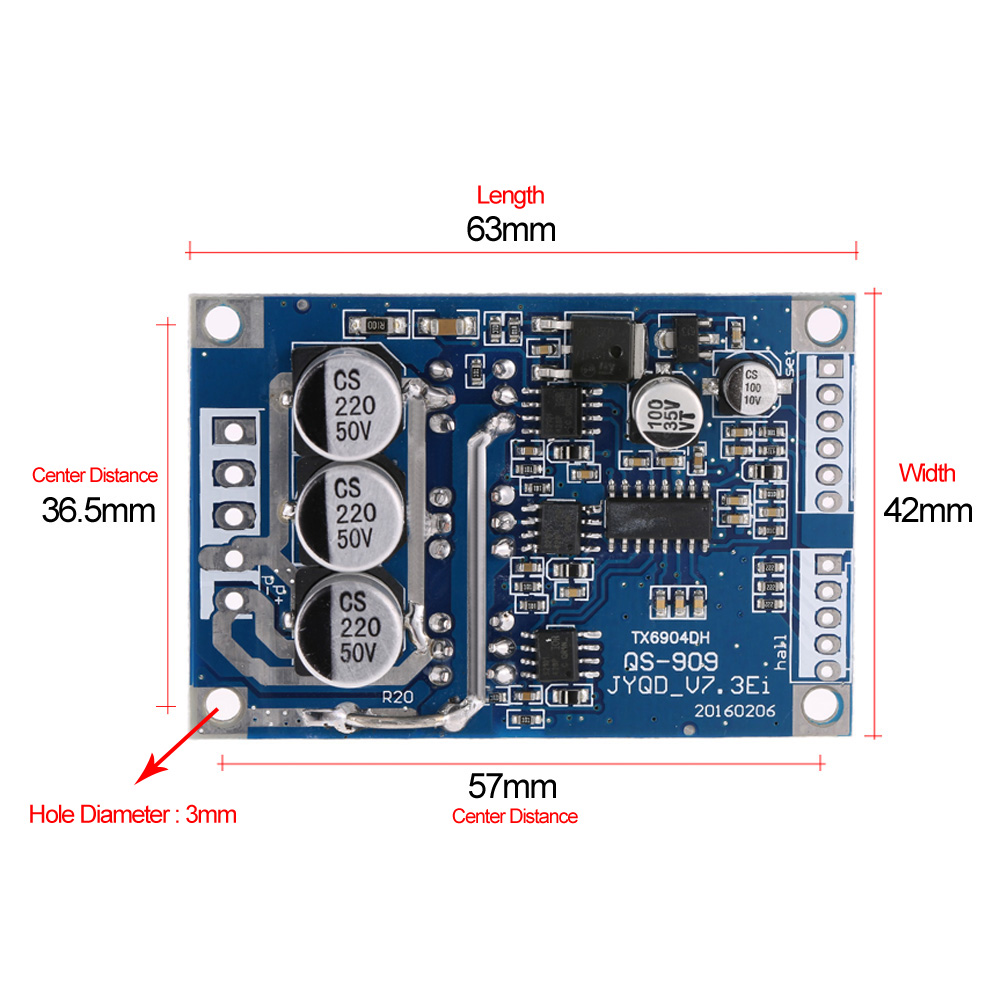 Motor Controller DC Car Driver Board 12V 36V 500W Brushless Motor Controller Hall Motor Balanced Car Driver Board SMT process