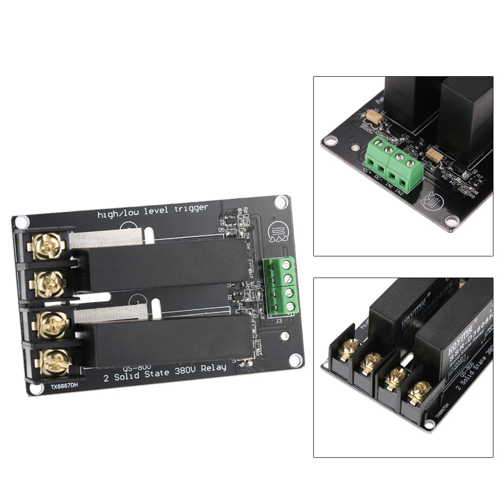 Relay Module Board 2 channel High Low Level Trigger 380V 8A Solid State Relay Module Board