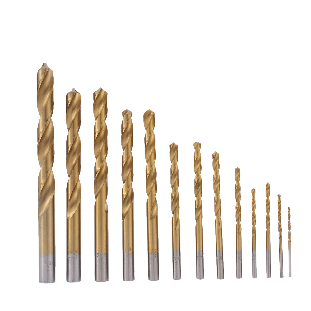 13pcs set 2 12mm Drill Bits High speed Steel Titanium Plated Twist Drill Bit Set useful HSS Woodworking Wood Metal Drilling Tool