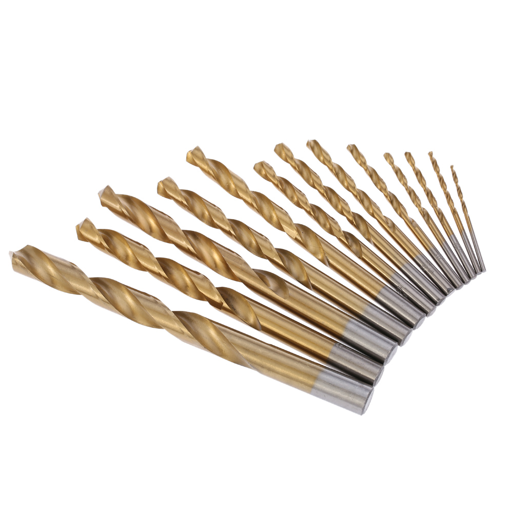 13pcs set 2 12mm Drill Bits High speed Steel Titanium Plated Twist Drill Bit Set useful HSS Woodworking Wood Metal Drilling Tool