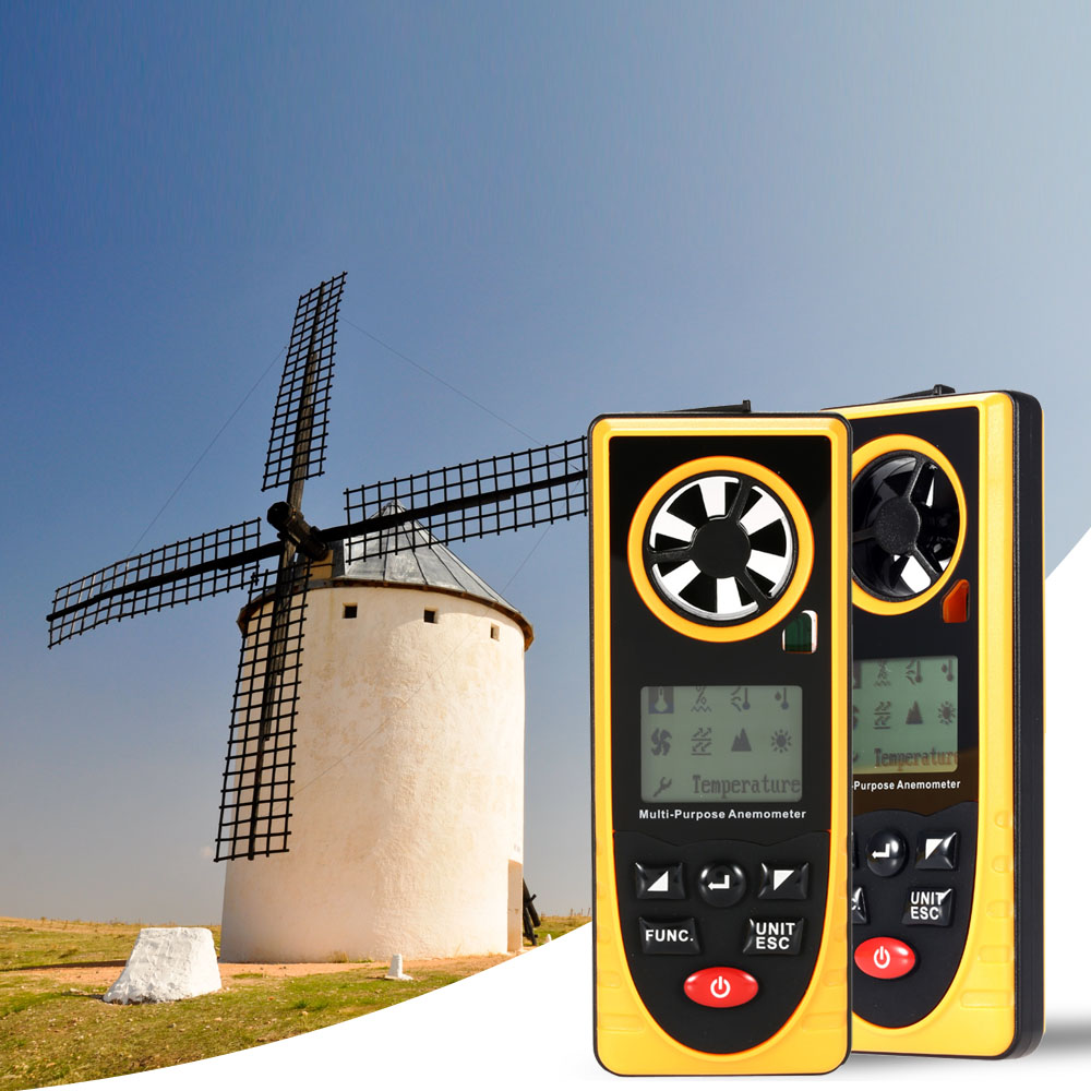 Great Tachometer Mini Anemometer Wind Speed Temperature Humidity Wind Chill Dew Point Barometric Pressure Illumination Measurer