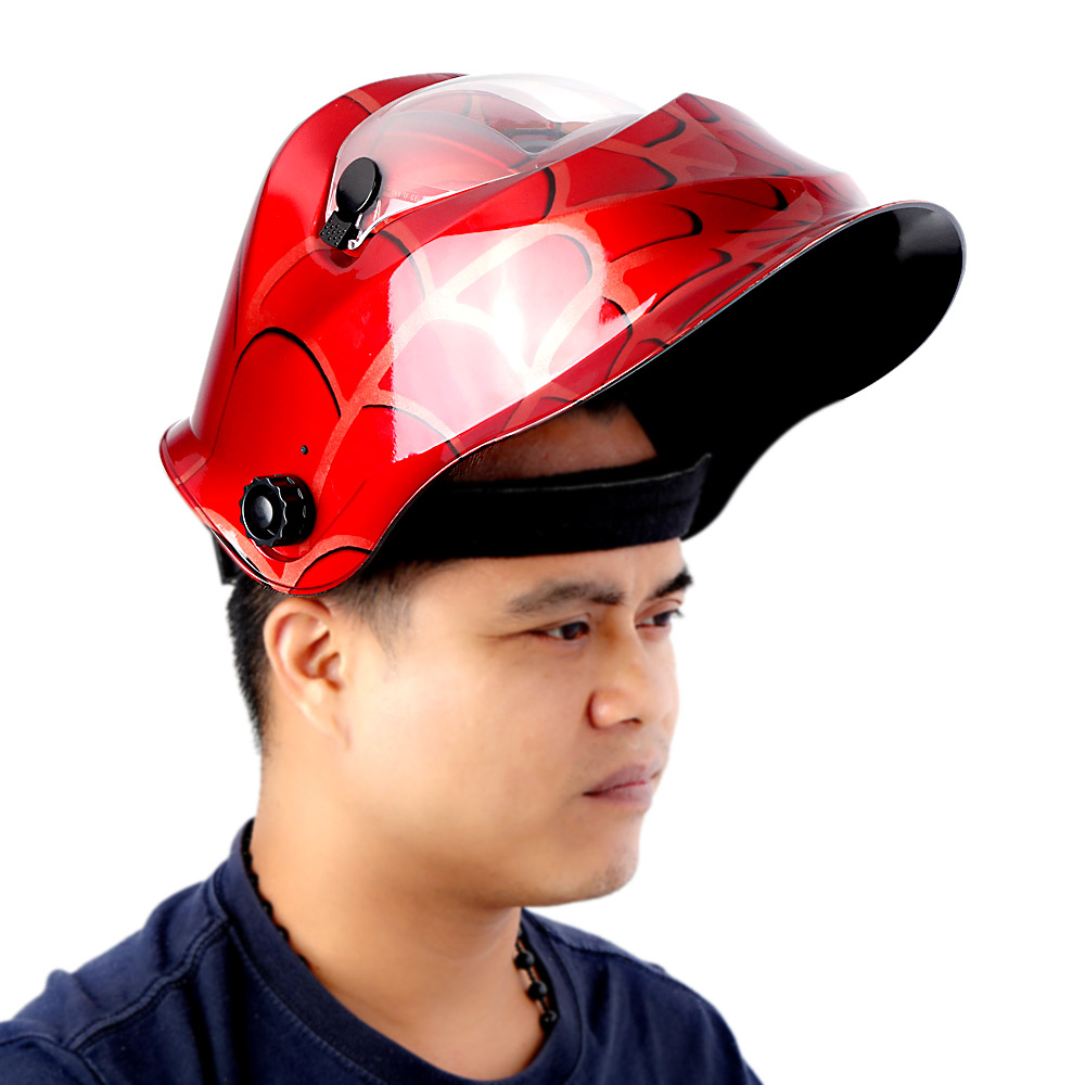 Professional Welding Helmet Red Cobweb SolarAuto Darkening Welding Mask Welding Soldering Supplies Suitable for Laser Welding