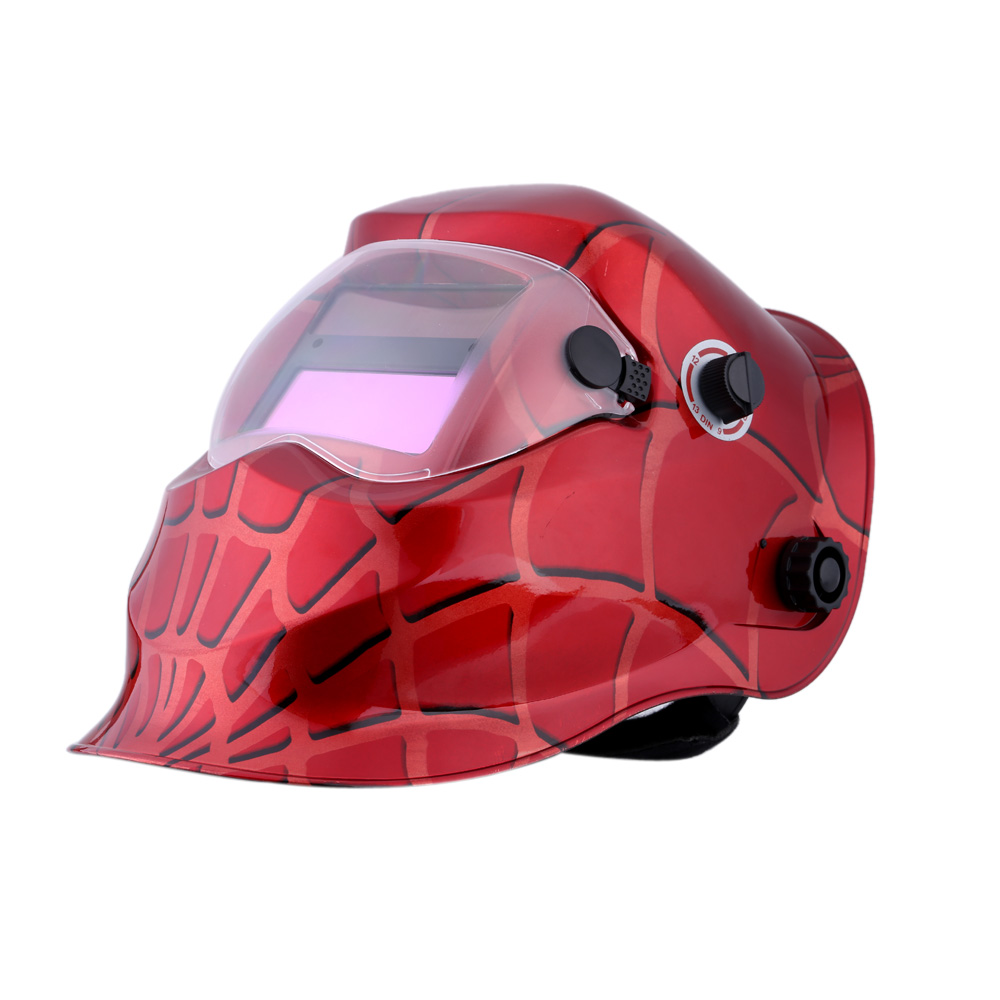 Professional Welding Helmet Red Cobweb SolarAuto Darkening Welding Mask Welding Soldering Supplies Suitable for Laser Welding