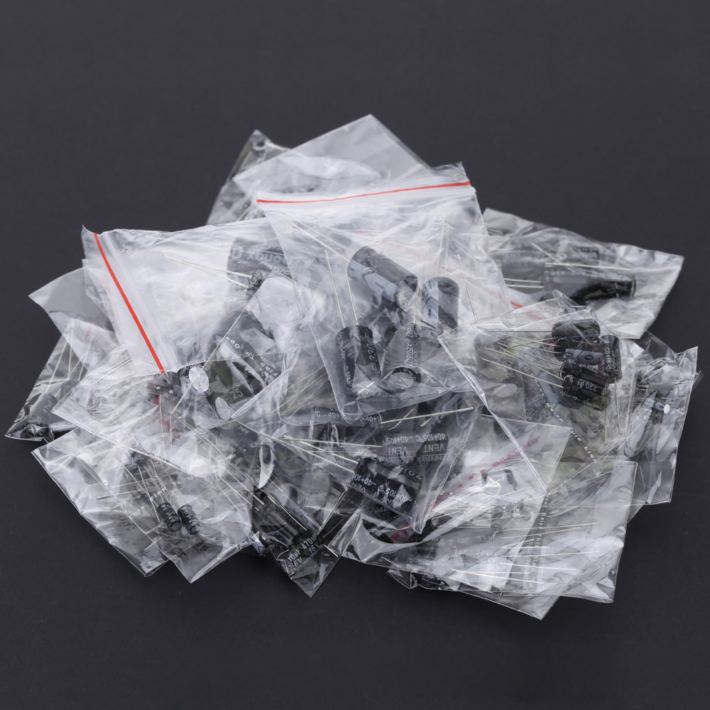 25x5pcs Electrolytic Capacitor Package Capacitance Set 1uF 2200uF Diagnostic tool Passive Components Supplies Condensadores