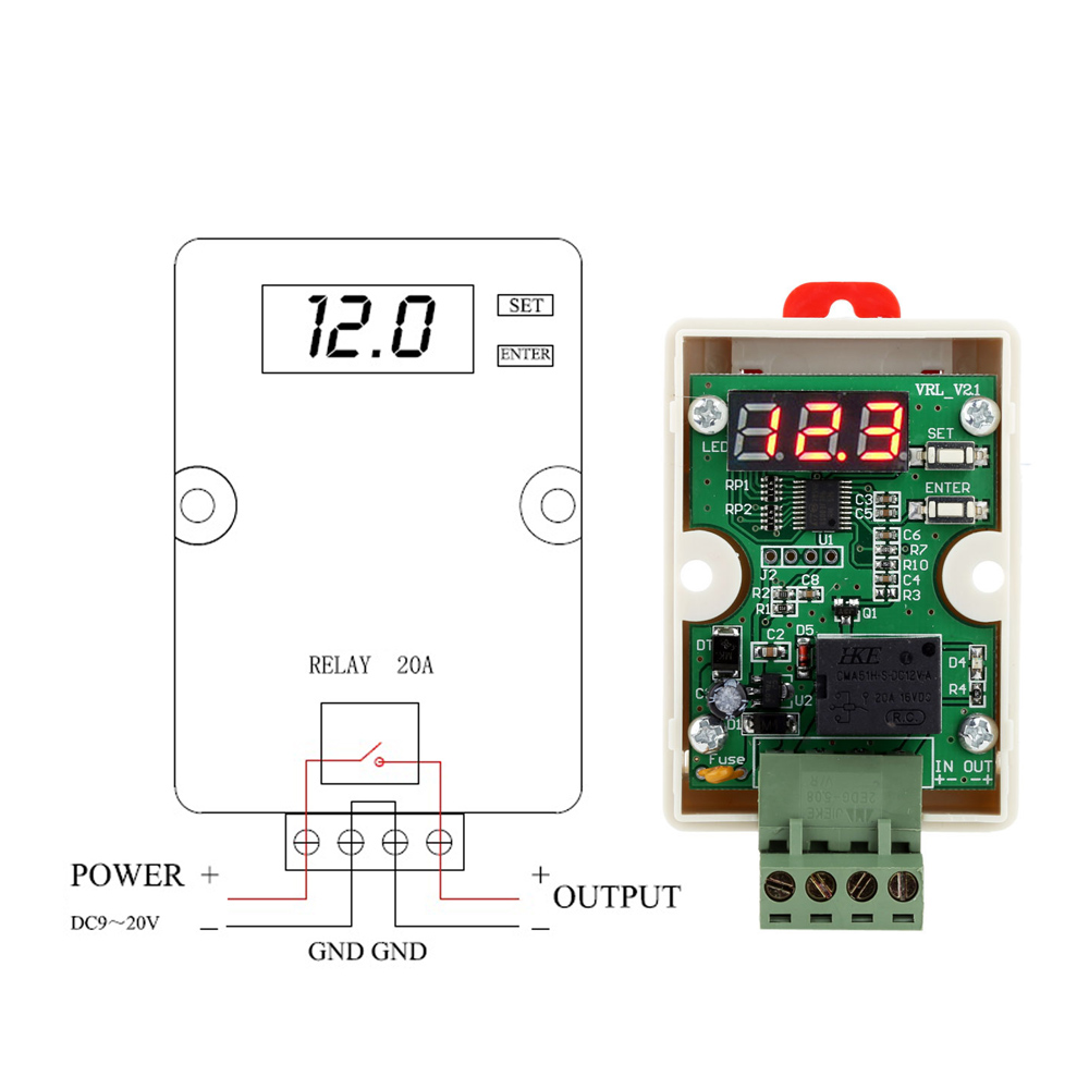 12V Voltage Controller Quality Voltage Meter Module Relay Timer Time Voltage Meter Test Control Delay Switch for Car Battery