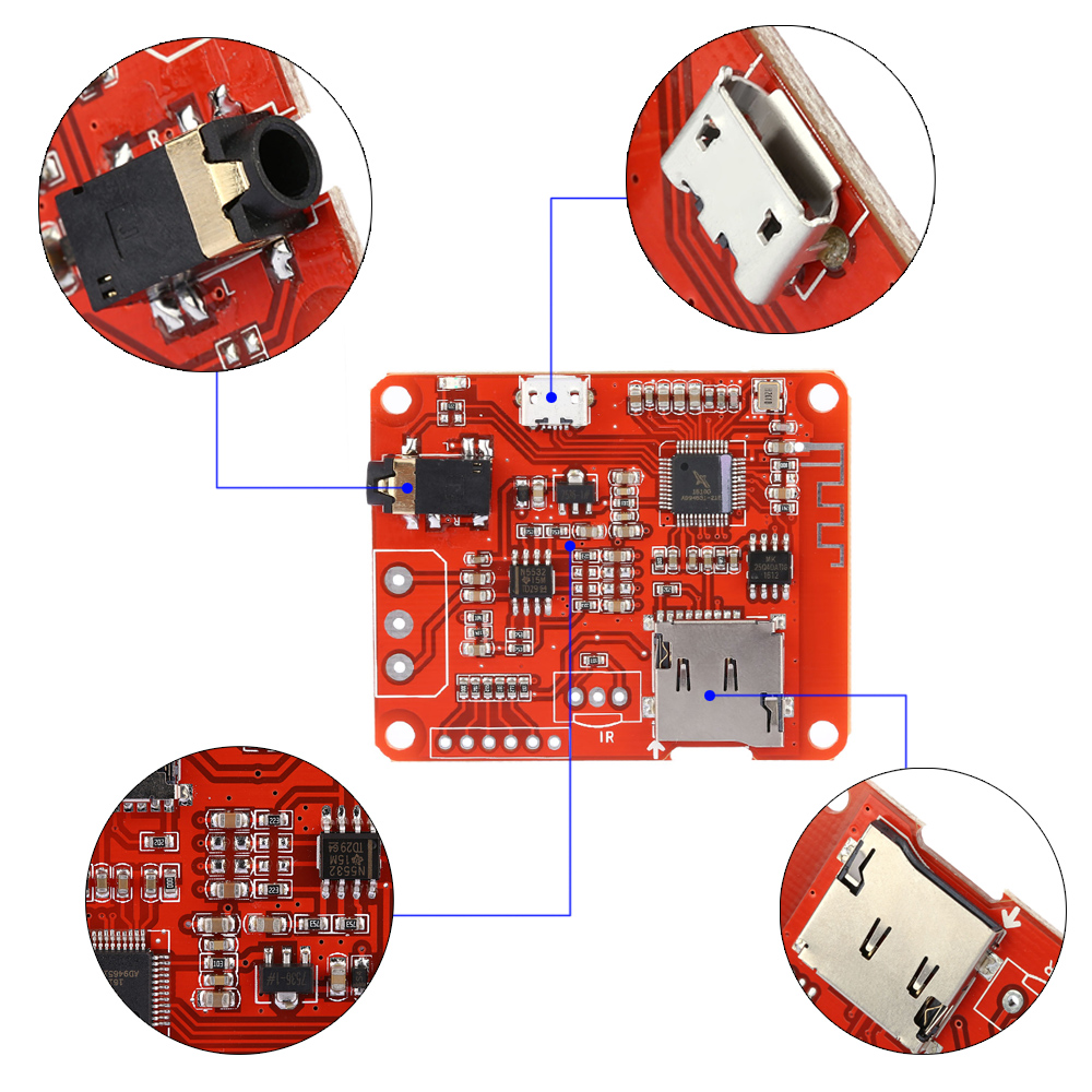 USB DC 5V Bluetooth 3.0 Audio Receiver Board Wireless Stereo Music Module with TF Card Slot