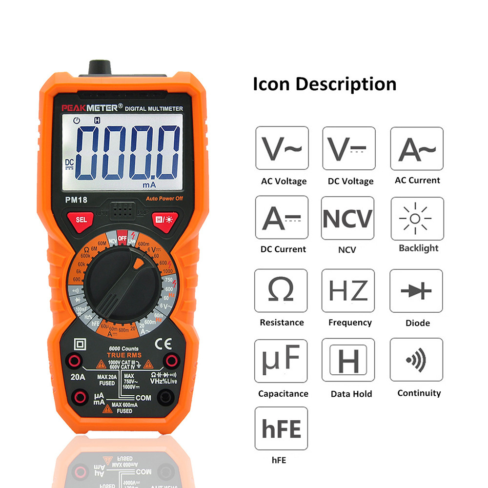 Digital Multimeter AC DC Voltage Current Resistance tester Multi use diagnostic tool Capacitance Frequency hFE NCV LiveLine Test
