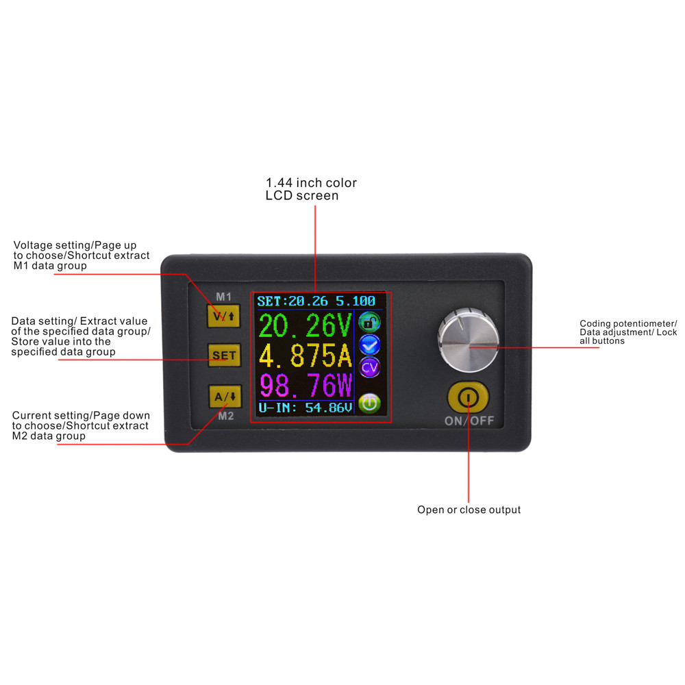 Mini Digital Constant Voltage Current Step down Power Supply Module Programmable LCD Display DC 0 50.00V 0 5.000A