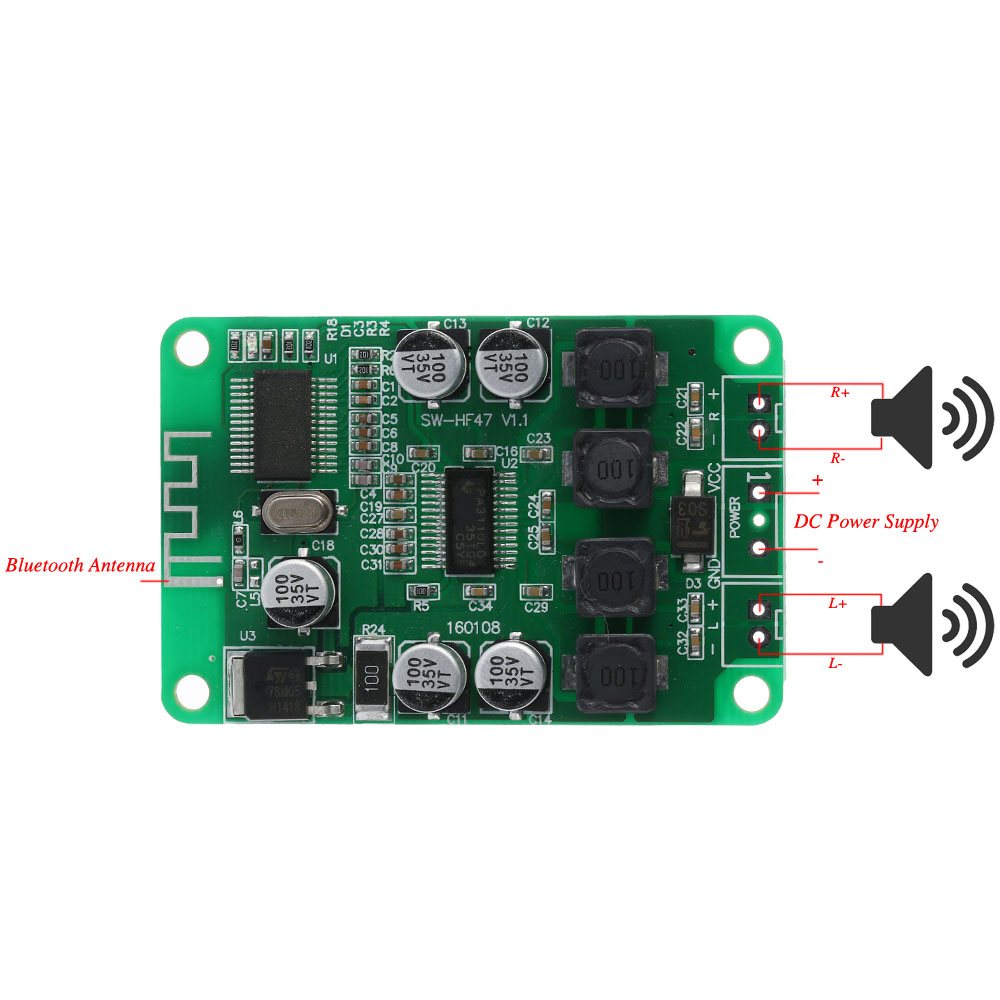 DC 10 25V Dual Channel Stereo Amplifier Digital Wireless Bluetooth Power Amplifier Amplificador for Home Audio Background Music
